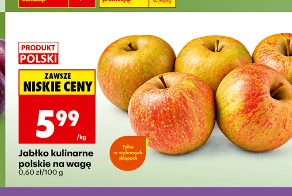 Jabłka kulinarne polskie na wagę promocja w Biedronka