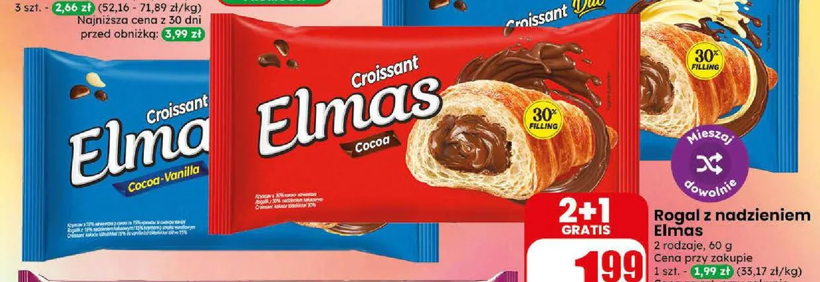 Rogal z nadzieniem Elmas Cocoa-Vanilla promocja w Dino