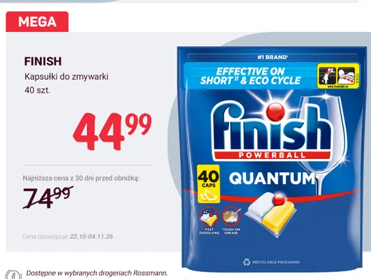 Kapsułki do zmywarki Finish promocja w Rossmann