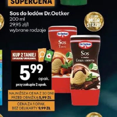 Sos do lodów o smaku czekoladowym Dr. Oetker promocja w Delikatesy Centrum