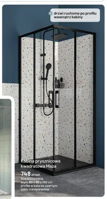 Kabina prysznicowa kwadratowa GoodHome Maza 80x80x190 cm czarna promocja w Castorama