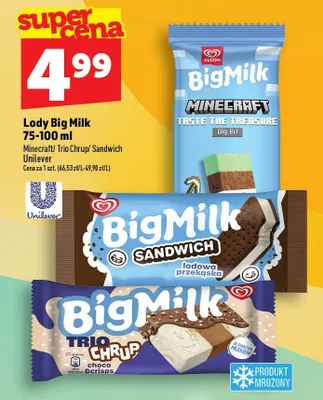 Lody Big Milk Minecraft promocja w TOPAZ