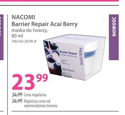 Maska do twarzy Nacomi Barrier Repair Acai Berry promocja w Hebe
