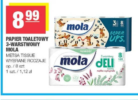 Papier toaletowy 3-warstwowy Mola Deli promocja w SPAR
