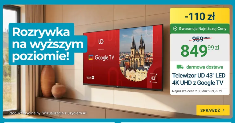 Telewizor Ud 43" LED 4K UHD z Google Tv promocja w ERLI