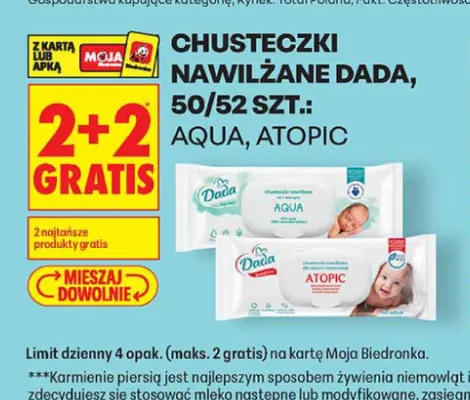 Chusteczki nawilżane Dada Baby Atopic promocja w Biedronka
