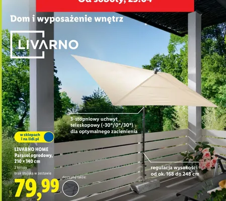Parasol ogrodowy 210 x 140 cm 2 kolory brak stojaka w zestawie promocja w Lidl