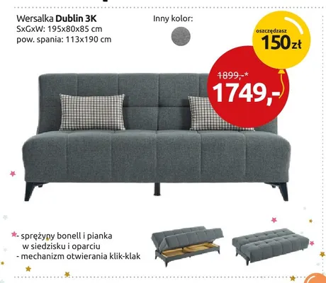 Wersalka Dublin 3K promocja w Black Red White