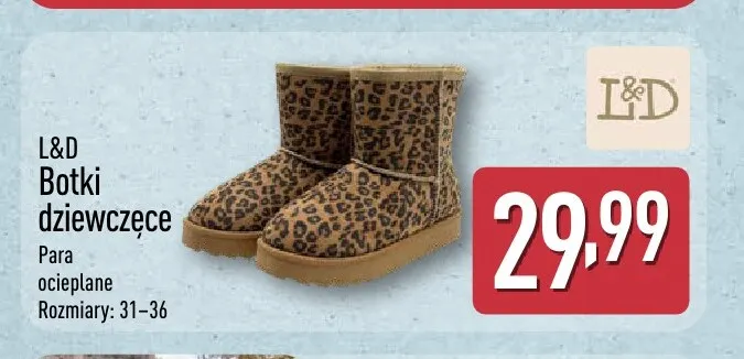 Botki dziewczęce L & D promocja w Aldi