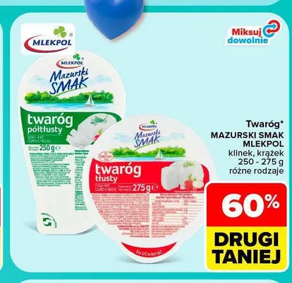 Twaróg półtłusty klinek Mazurski Smak Mlekpol promocja w Carrefour Market