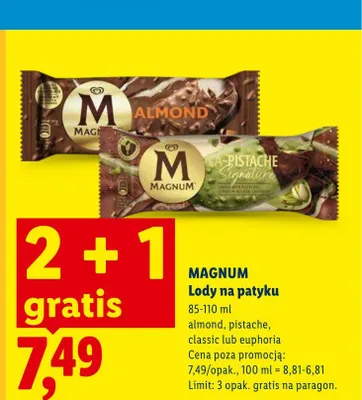 Lody na patyku Magnum Pistache promocja w Lidl