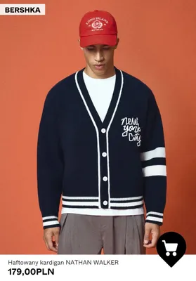 Haftowany kardigan Nathan Walker Bershka promocja w Bershka