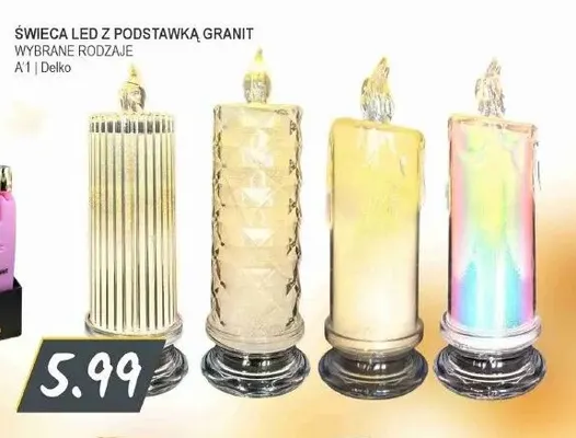 Świeca LED z podstawką Granit promocja w Słoneczko