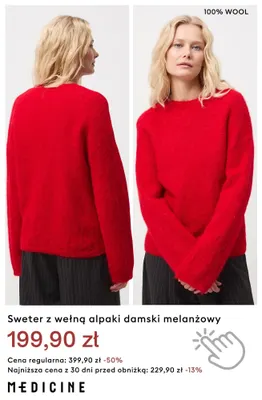 Sweter z wełną alpaki damski melanżowy Medicine promocja w Medicine