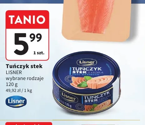 Tuńczyk stek z kroplą sosu własnego Lisner promocja w Intermarche