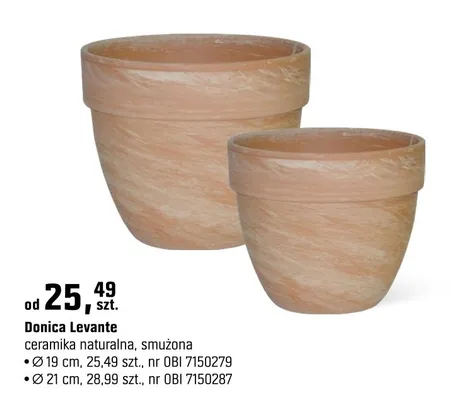 Doniczka Levante ceramika naturalna, smuzona promocja w OBI