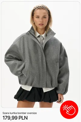Szara kurtka bomber oversize Cropp promocja w Cropp