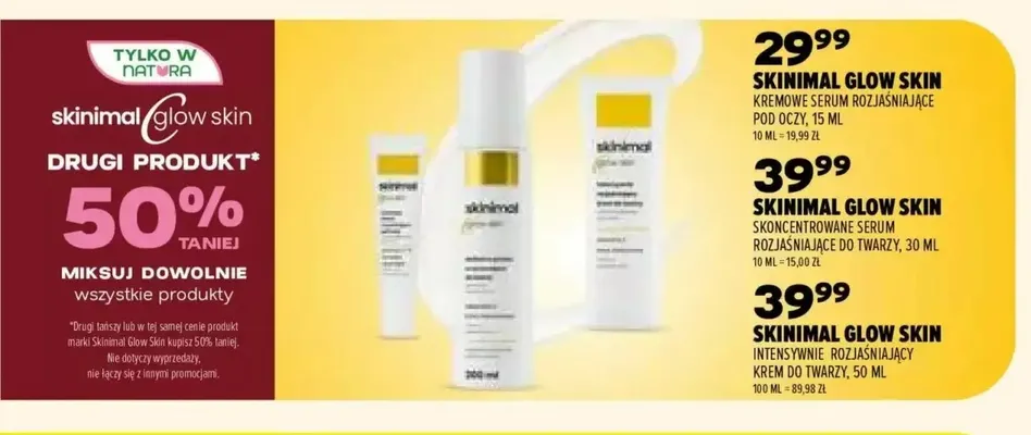 Skoncentrowane serum rozjaśniające do twarzy Skinimal Glow Skin promocja w Drogerie Natura