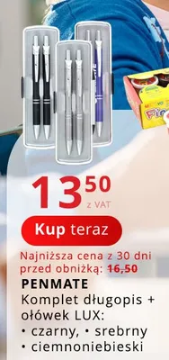 Komplet długopis i ołówek LUX Penmate czarny promocja w Poczta Polska