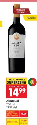 Wino czerwone półsłodkie Alma Sol promocja w Biedronka