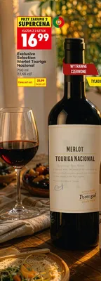 Wino czerwone wytrawne Exclusive Selection Merlot Touriga Nacional promocja w Biedronka