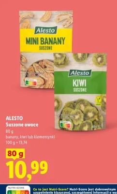 Suszone owoce banany, kiwi lub klementynki promocja w Lidl