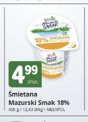 Śmietana Mazurski Smak Mlekpol 18% promocja w Marketvita