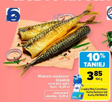 Makrela wędzona Seamor promocja w Carrefour