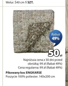 Pikowany koc ENGKARSE poszycie 100% poliester 140x200cm promocja w Jysk