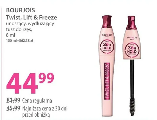Tusz do rzęs Twist, Lift & Freeze unoszący, wydłużający promocja w Hebe