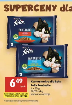 Karma mokra dla kota Felix Fantastic 4-pak promocja w Delikatesy Centrum
