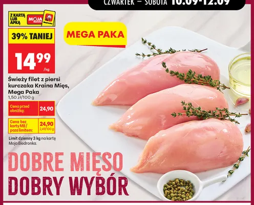 Świeży filet z piersi kurczaka Kraina Mięs Mega Paka promocja w Biedronka