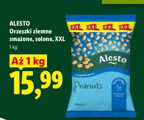 Orzeszki ziemne smażone solone Alesto XXL promocja w Lidl