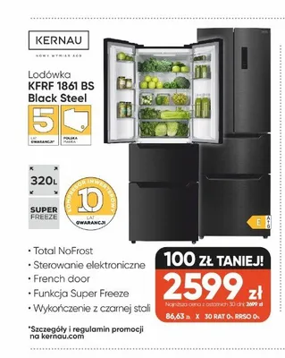 Lodówka Kernau KFRF 1861 BS Black Steel promocja w Max Elektro