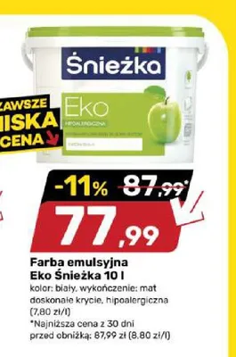 Farba emulsyjna Eko Śnieżka promocja w Bricomarche