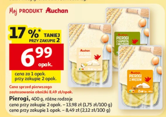 Pierogi, różne rodzaje promocja w Auchan