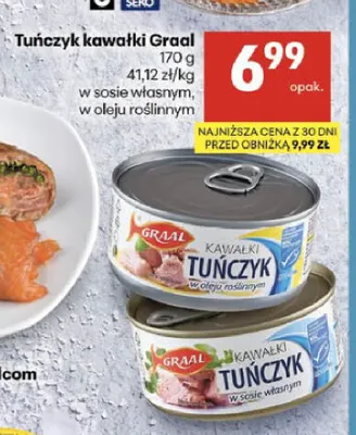 Tuńczyk kawałki Graal w sosie własnym promocja w Delikatesy Centrum