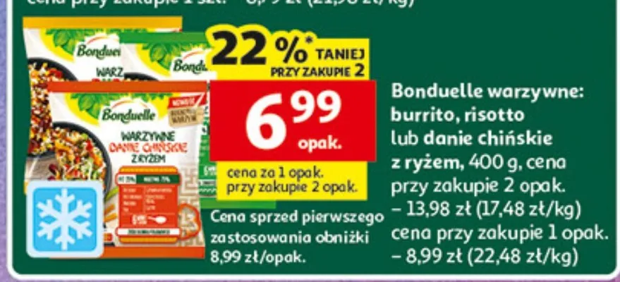 Bonduelle warzywne: burrito, risotto lub danie chińskie z ryżem promocja w Auchan