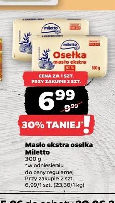 Masło ekstra osełka Miletto promocja w Netto