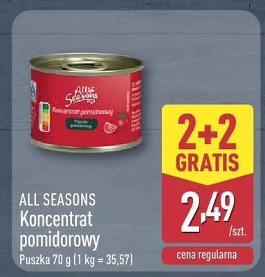 Koncentrat pomidorowy All Seasons promocja w Aldi
