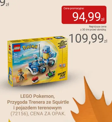 Klocki LEGO Pokemon Przygoda Trenera ze Squirtle i pojazdem terenowym 72156 promocja w Smyk