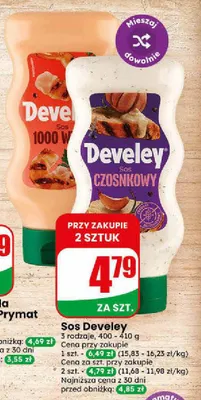 Sos czosnkowy Develey promocja w Dino