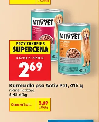 Karma dla psa Activ Pet z wołowiną promocja w Biedronka