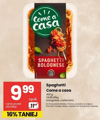 Spaghetti carbonara Come a casa promocja w Delikatesy Centrum