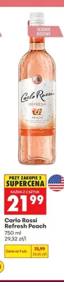 Wino słodkie różowe Carlo Rossi Refresh Peach promocja w Biedronka
