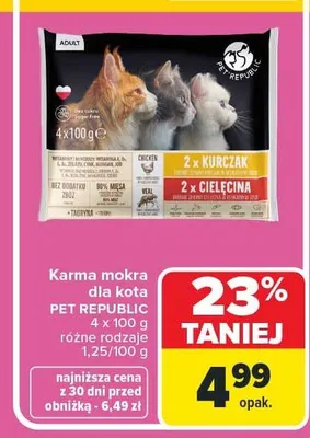 Karma mokra dla kota PET REPUBLIC 4 x 100 g promocja w Carrefour