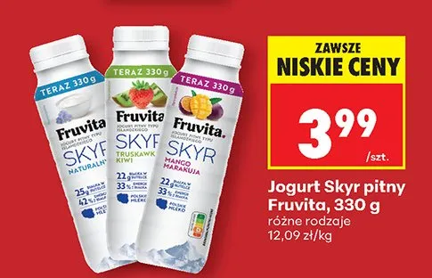 Jogurt Skyr pitny Fruvita truskawkowy promocja w Biedronka