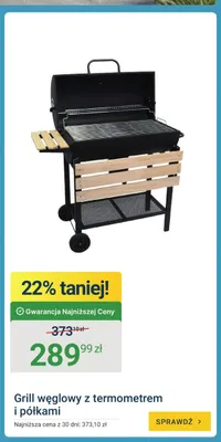 Grill węglowy z termometrem i półkami promocja w ERLI