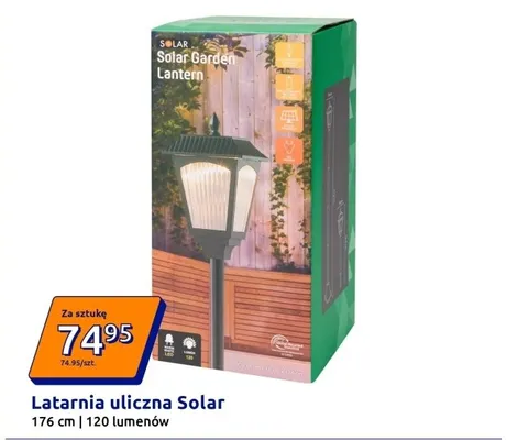Latarnia uliczna Solar 176cm 120 lumenów promocja w Action