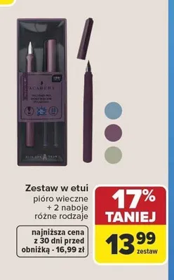 Zestaw w etui pióro wieczne + 2 naboje Interdruk Academy promocja w Carrefour